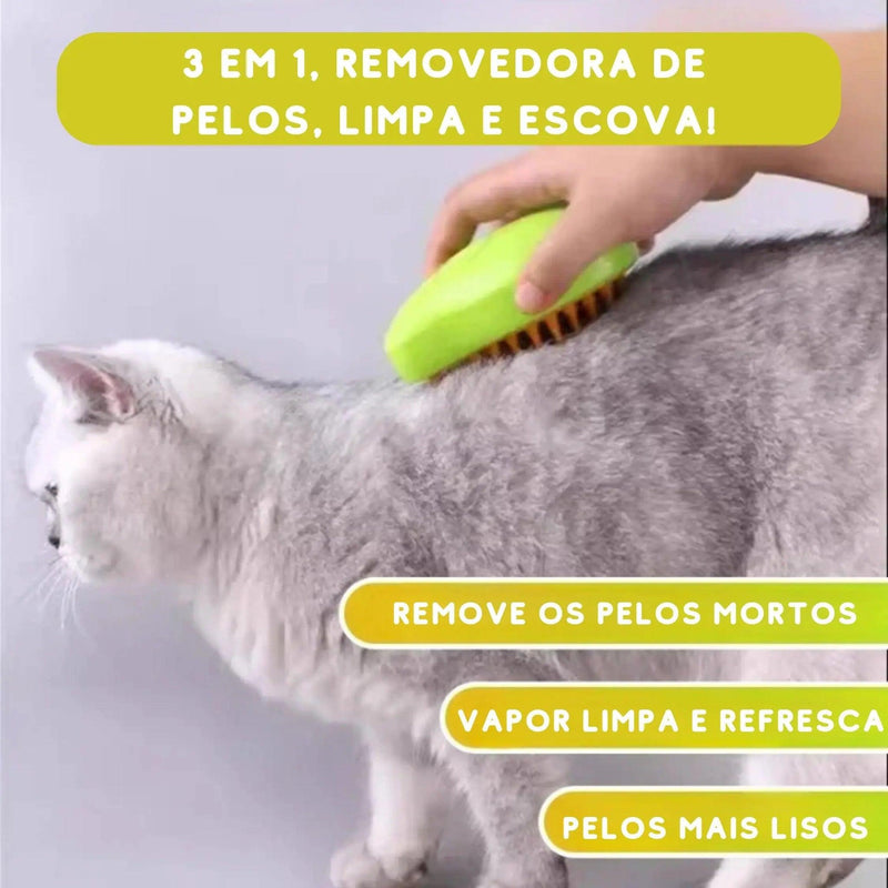 PetAir - Escova de Limpeza a Vapor 3 em 1 Recarregável para Cães e Gatos