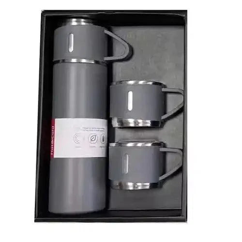 Garrafa térmica dupla camada inox 500ml com 2 xícaras