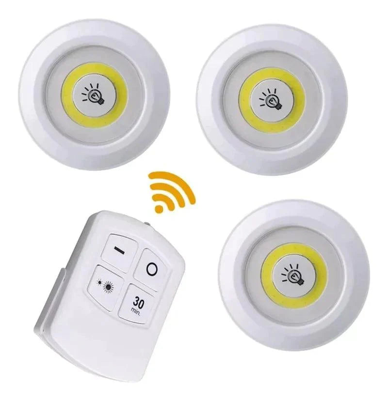 Kit 3 Lâmpadas de Led Spot Sem fio Ameryk - Acompanha Controle Remoto