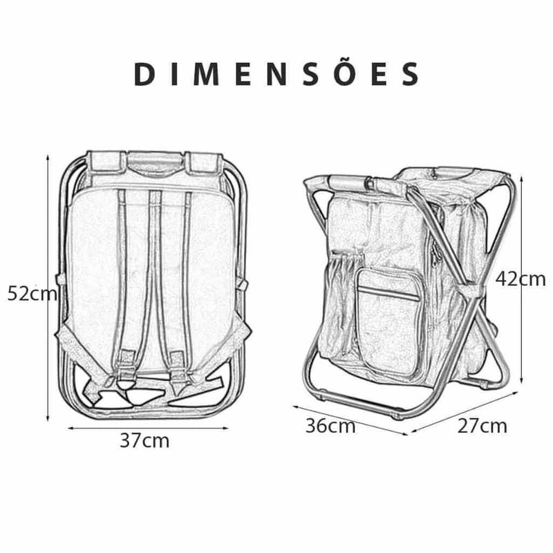 Mochila Bolsa Térmica 25 Litros com Cadeira