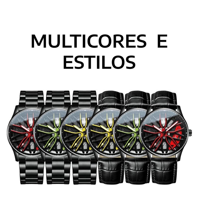 Relógio Masculino Aço e Couro Speedcar