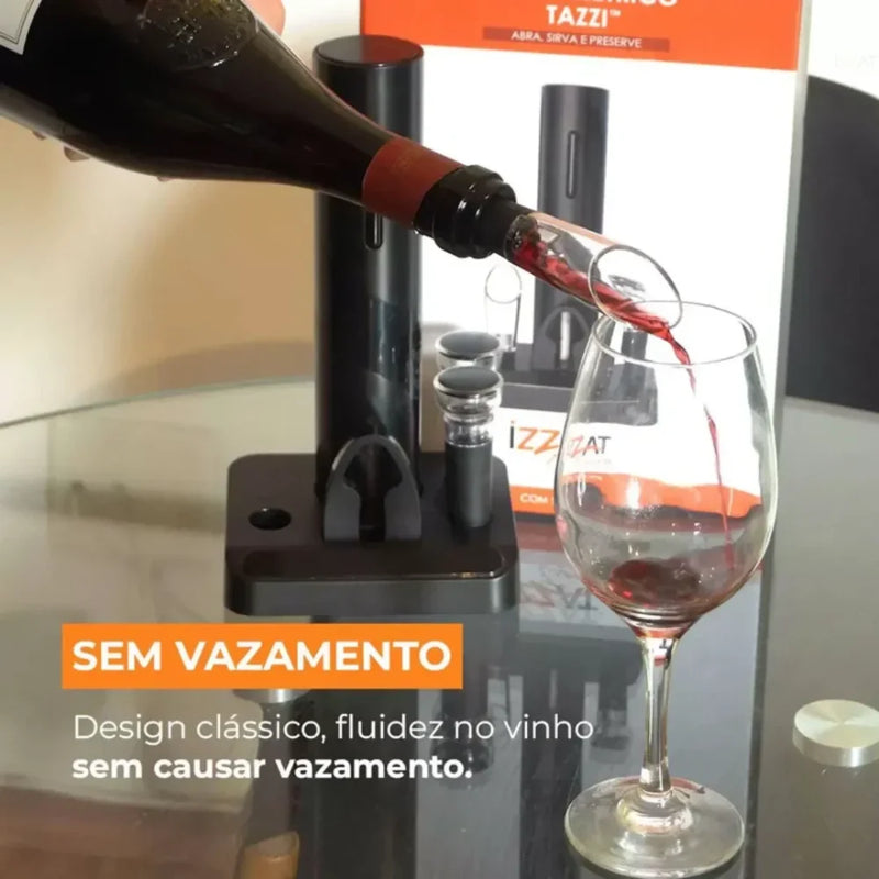 Abridor de Vinho Elétrico Tazzi™ ORIGINAL + 3 Brindes Grátis