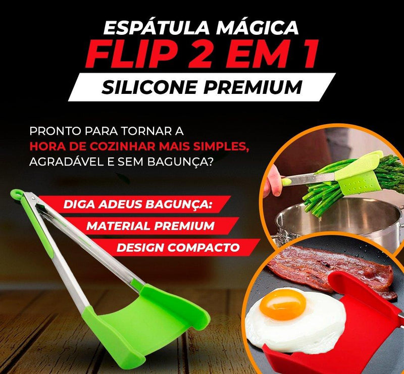 Espátula Mágica Flip 2 em 1 - Silicone Premium